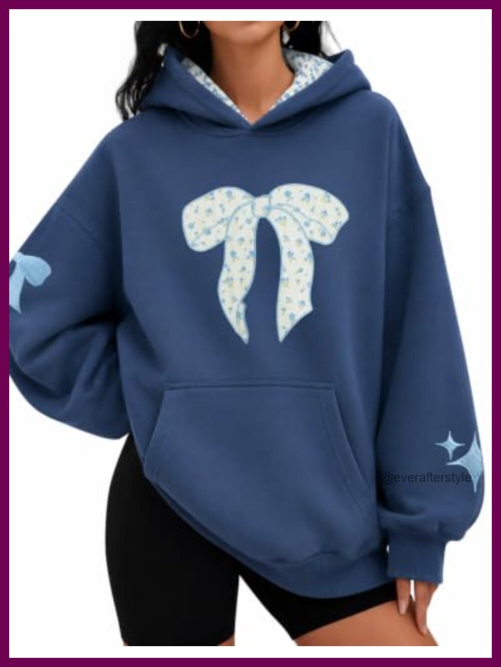 Oversized Bow Hoodie Sweatshirt Y2K Pullover Teen Girls